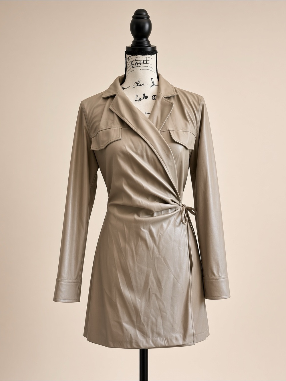 Zara Faux leather wrap dress